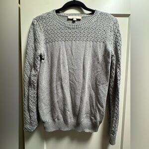 LOFT Light Gray Textured Knit Crewneck Sweater - Men
